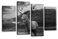 LR Large Highland Stag Canvas Art Picture Scottish Animal Deer Split Wall Panel Print