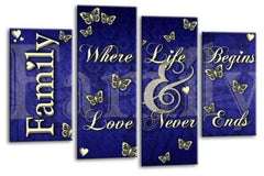 LR Family Love Quote Wall Art Picture Blue Cream Framed Split Panel Print Ready to Hang