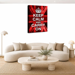 LR Keep Calm Wall Art Picture – Red & White Typography Framed Canvas Print | Ready to Hang | Modern Wall Art for Living Room, Bedroom & Office
