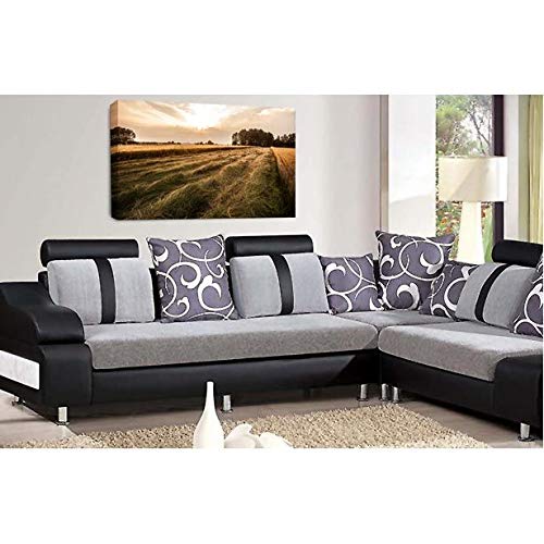 LR Landscape Lake Wall Art Picture Mountains Fields Framed Canvas Panel Print Ready to Hang