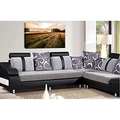 LR Landscape Lake Wall Art Picture Mountains Fields Framed Canvas Panel Print Ready to Hang