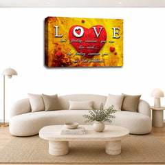 LR Love Quote Wall Art Picture – Red & Yellow Framed Canvas Print | Ready to Hang | Modern Wall Art for Living Room, Bedroom & Office