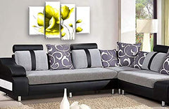 LR Floral Yellow Rose Wall Art Picture – White Framed 4 Panel Split Canvas Print | Ready to Hang | Modern Wall Art for Living Room, Bedroom & Office