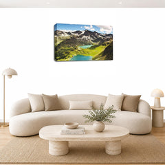 LR Landscape Lake Wall Art Picture – Mountain Framed Canvas Print | Ready to Hang | Modern Wall Art for Living Room, Bedroom & Office