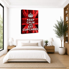LR Keep Calm Wall Art Picture – Red & White Typography Framed Canvas Print | Ready to Hang | Modern Wall Art for Living Room, Bedroom & Office