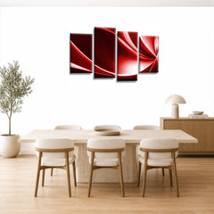 LR Abstract Wall Art Picture – Red, Black & White Modern Framed 4 Panel Split Canvas Print | Ready to Hang | Modern Wall Art for Living Room, Bedroom & Office