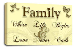 LR Family Love Quote Art Print Cream Gold Home Framed Canvas Picture Ready to Hang