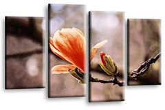 LR Floral Rose Wall Art Picture Orange Grey Flower Love Framed Canvas Split Panel Print Ready to Hang