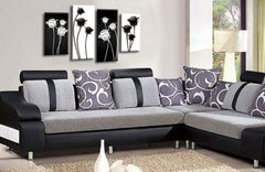 LR Floral Rose Canvas Art Picture Black White Grey Flower Love Home Split Panel Print