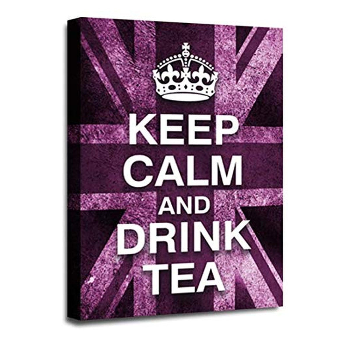 LR Keep Calm Wall Art Picture – Purple & White Typography Framed Canvas Print | Ready to Hang | Modern Wall Art for Living Room, Bedroom & Office