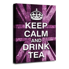 LR Keep Calm Wall Art Picture – Purple & White Typography Framed Canvas Print | Ready to Hang | Modern Wall Art for Living Room, Bedroom & Office