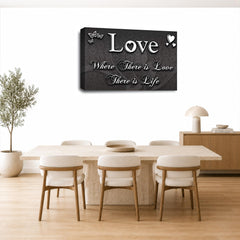 LR Love Quote Wall Art Picture – Grey & White Framed Canvas Print | Ready to Hang | Modern Wall Art for Living Room, Bedroom & Office