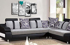 LR Banksy Heart Art Print Teal Grey Balloon Girl Framed Canvas Split Wall Picture Ready to Hang