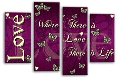 LR Love Quote Wall Art Picture Purple Cream Family Framed Split Panel Print Ready to Hang