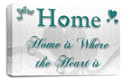 LR Home Love Quote Wall Art Canvas Teal White Framed Family Picture Print Ready to Hang