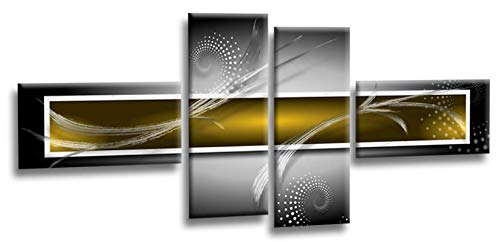 LR Yellow Grey Abstract Canvas Art Picture Black White Squares Large Love Home Split Wall Panel Print
