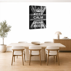 LR Keep Calm Wall Art Picture – Grey & White Typography Framed Canvas Print | Ready to Hang | Modern Wall Art for Living Room, Bedroom & Office