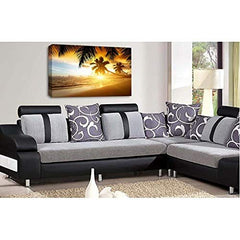 LR Sunset Beach Tropical Wall Art Picture Island Palm Tree Framed Canvas Panel Print Ready to Hang