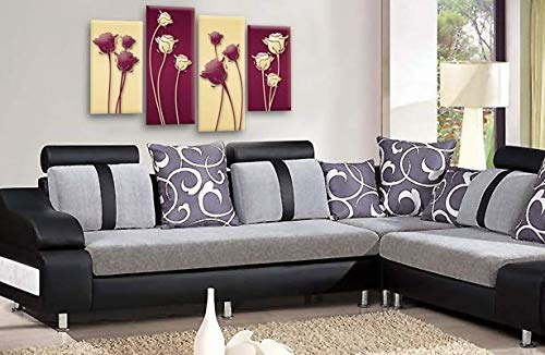 LR Floral Wall Art Print Purple Cream Rose Flower Love Framed Split Canvas Picture Ready to Hang