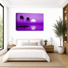 LR Sunset Beach Wall Art Picture – Purple Seascape Framed Canvas Print | Ready to Hang | Modern Wall Art for Living Room, Bedroom & Office