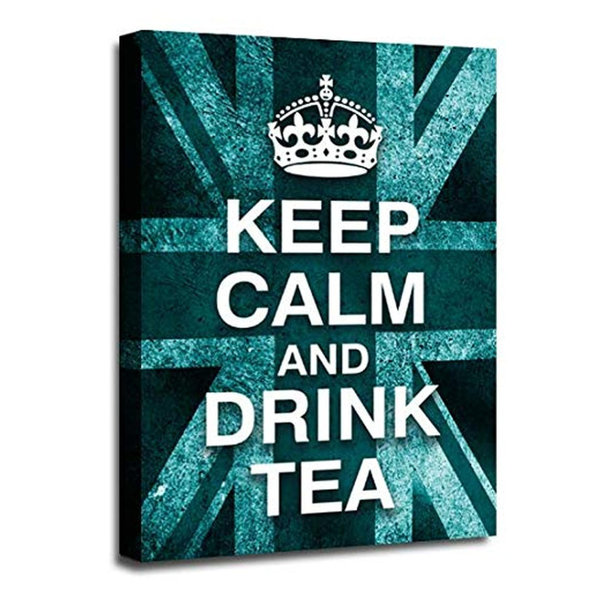 LR Keep Calm Wall Art Picture – Teal & White Typography Framed Canvas Print | Ready to Hang | Modern Wall Art for Living Room, Bedroom & Office
