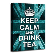 LR Keep Calm Wall Art Picture – Teal & White Typography Framed Canvas Print | Ready to Hang | Modern Wall Art for Living Room, Bedroom & Office