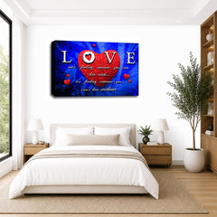 LR Love Quote Wall Art Picture – Red & Blue Framed Canvas Print | Ready to Hang | Modern Wall Art for Living Room, Bedroom & Office