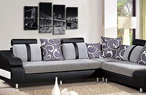 LR New York Skyline Wall Art Picture Brooklyn Bridge Empire State Framed Split Panel Print