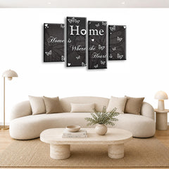 LR Love Quote Home Wall Art Picture – Grey & White Framed 4 Panel Split Canvas Print | Ready to Hang | Modern Wall Art for Living Room, Bedroom & Office