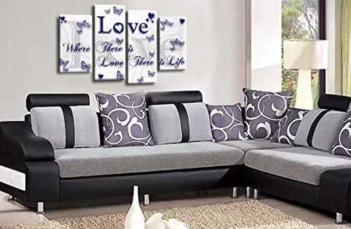 LR Love Quote Canvas Art Picture White Blue Grey Family Home Split Wall Panel Print