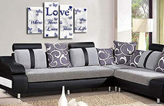 LR Love Quote Canvas Art Picture White Blue Grey Family Home Split Wall Panel Print