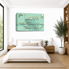 LR Love Quote Wall Art Picture – Cream & Duck Egg Framed Canvas Print | Ready to Hang | Modern Wall Art for Living Room, Bedroom & Office