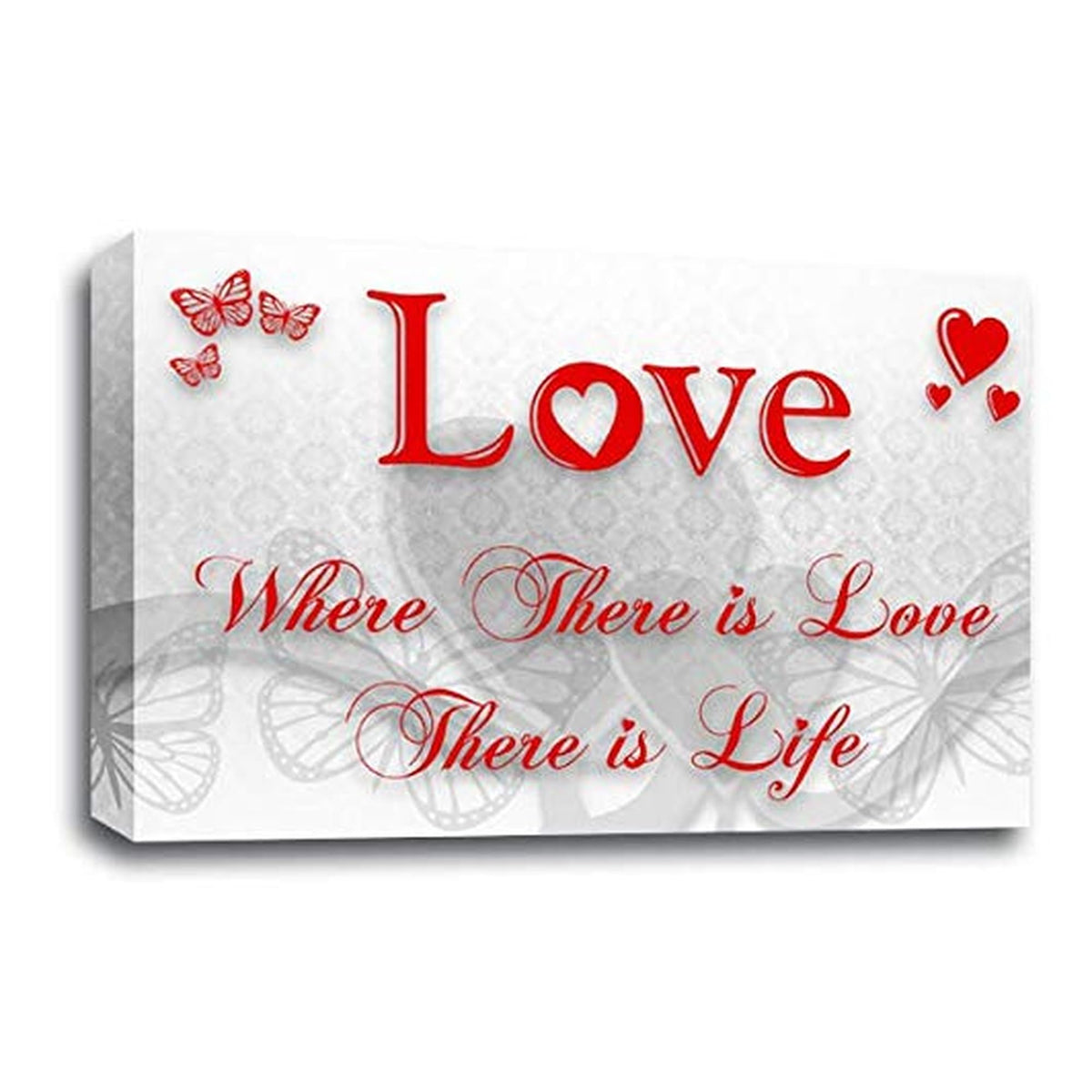 LR Love Wall Art Picture – Red & White Family Quote Framed Canvas Print | Ready to Hang | Modern Wall Art for Living Room, Bedroom & Office