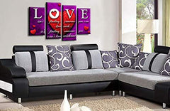 LR Love Wall Art Print Purple Red Heart Quote Framed Split Panel Canvas Picture Ready to Hang