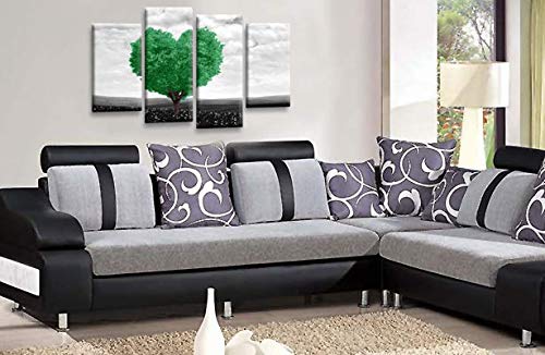 LR Floral Love Heart Wall Art Picture Abstract Tree Green Grey Flower Framed Split Print Ready to Hang