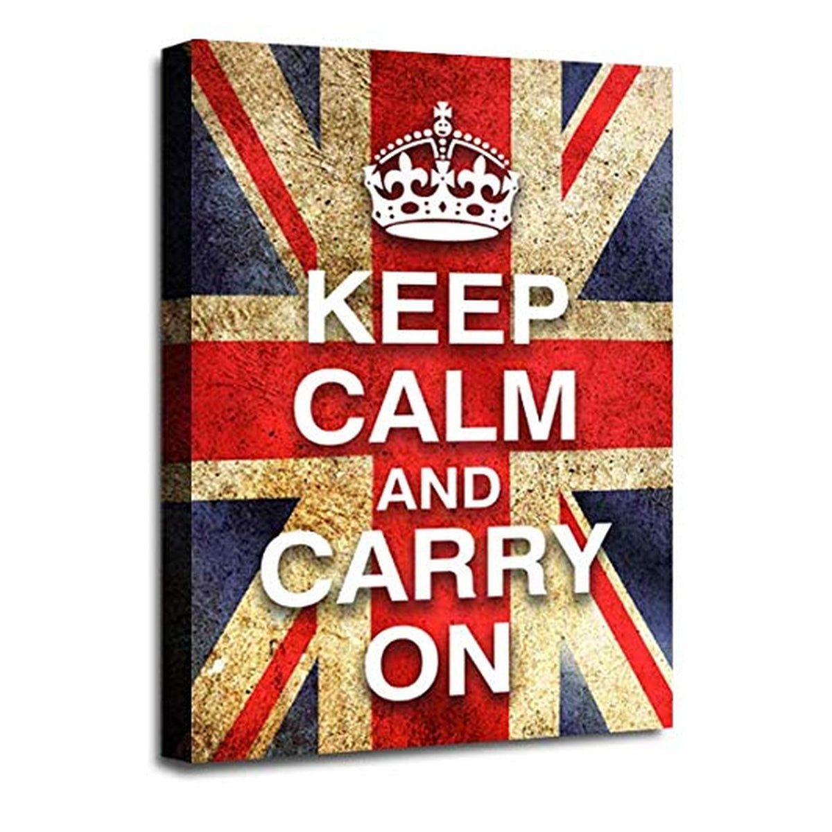 LR Keep Calm Wall Art Picture – Red, Blue & White Typography Framed Canvas Print | Ready to Hang | Modern Wall Art for Living Room, Bedroom & Office