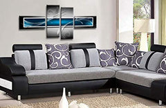 LR Blue Grey Abstract Canvas Art Picture Black White Squares Large Love Home Split Wall Panel Print