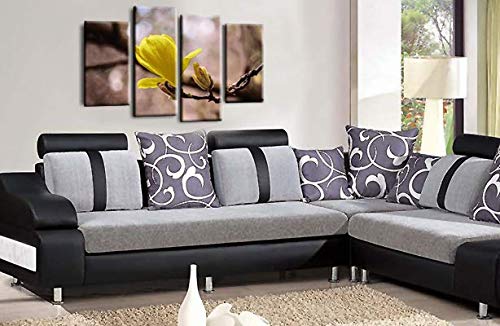 LR Floral Rose Wall Art Picture Yellow Grey Flower Love Framed Canvas Split Panel Print Ready to Hang