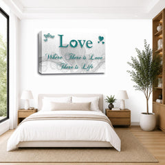LR Love Quote Wall Art Picture – Teal & White Framed Canvas Print | Ready to Hang | Modern Wall Art for Living Room, Bedroom & Office