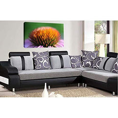 LR Floral Scottish Thistle Wall Art Picture – Green & Orange Framed Canvas Print | Ready to Hang | Modern Wall Art for Living Room, Bedroom & Office