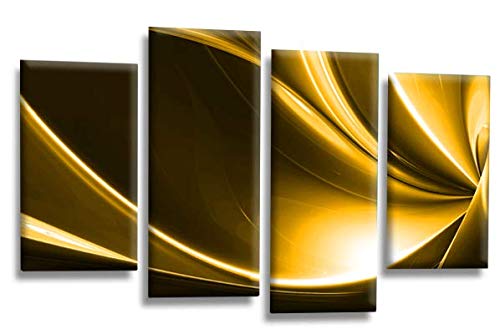 LR Orange Abstract Wall Art Picture – Black & White Modern Framed 4 Panel Split Canvas Print | Ready to Hang | Modern Wall Art for Living Room, Bedroom & Office