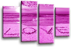 LR Love Beach Wall Art Picture Purple Grey Sunset Seascape Quote Split Canvas Print Ready to Hang