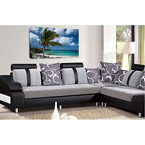 LR Sunset Beach Tropical Wall Art Picture Island Palm Tree Framed Canvas Panel Print Ready to Hang