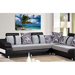 LR Sunset Beach Tropical Wall Art Picture Island Palm Tree Framed Canvas Panel Print Ready to Hang
