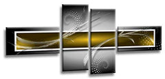 LR Yellow Grey Abstract Canvas Art Picture Black White Squares Large Love Home Split Wall Panel Print