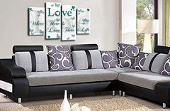 LR Love Quote Canvas Art Picture White Teal Grey Family Home Split Wall Panel Print