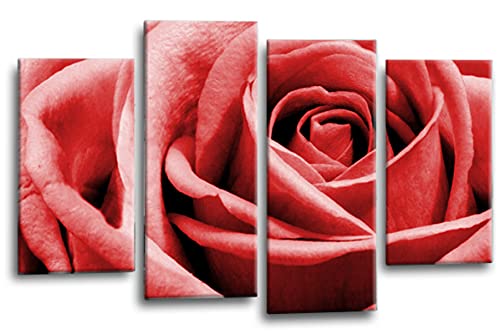 LR Floral Red Rose Wall Art Picture Love Flower Home Canvas Split Panel Print Framed Ready to Hang