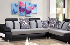 LR Butterfly Heart Wall Art Picture Love Pink Blue Framed Split Canvas Panel Print