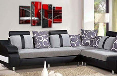 LR Abstract Wall Art Picture Red Black White Circles Stripes Framed Canvas Split Panel Print