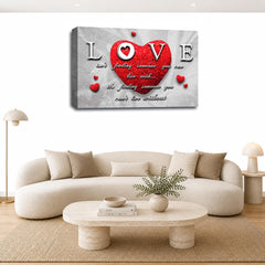 LR Love Quote Wall Art Picture – Grey, Red & Powder Grey Framed Canvas Print | Ready to Hang | Modern Wall Art for Living Room, Bedroom & Office